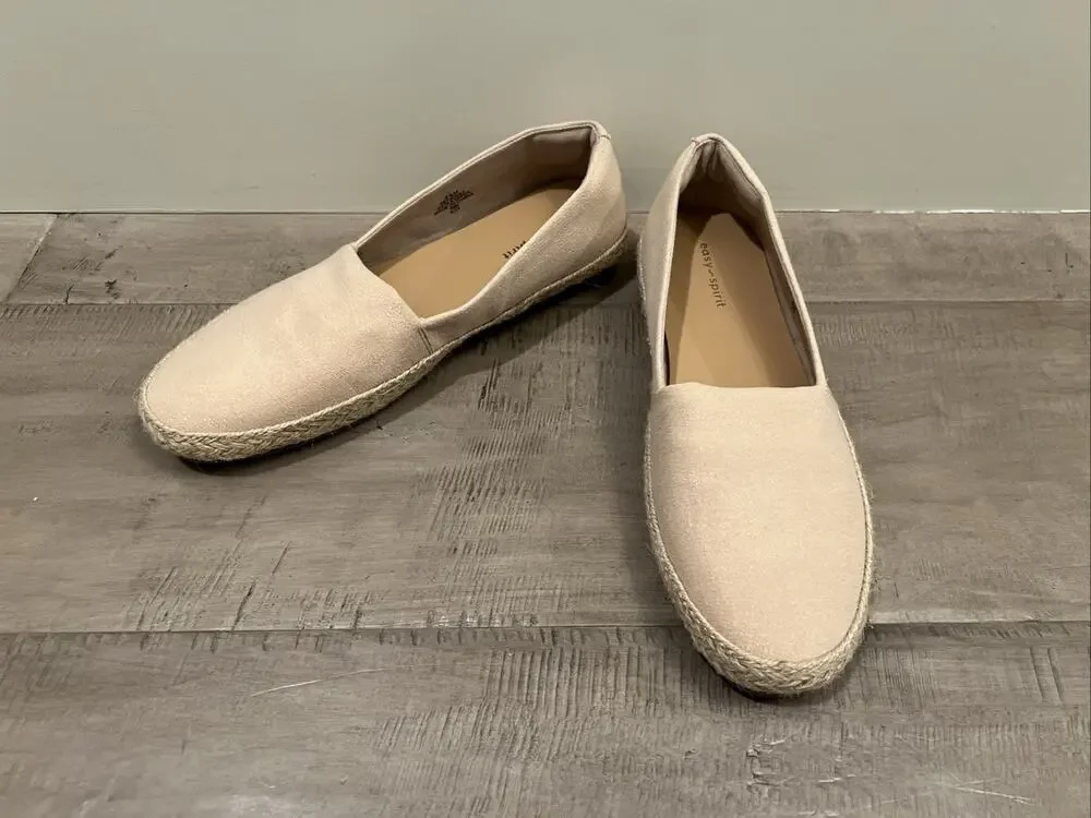 NEW Easy Spirit Flats Espadrille Blush Sparkle Slip On Coastal Luxury Minimalist